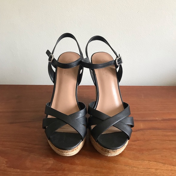 Charles David | Leather Ankle Strap Platform Wedge Sandal w/ Cork + Brai… - Picture 2 of 8